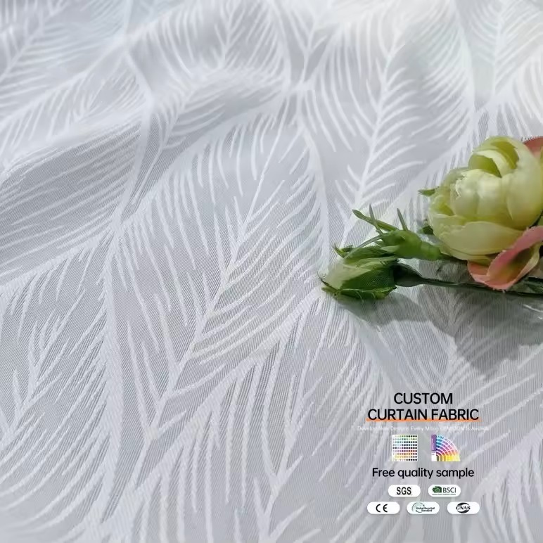 Silky Sheer Curtain Fabric with Embroidery