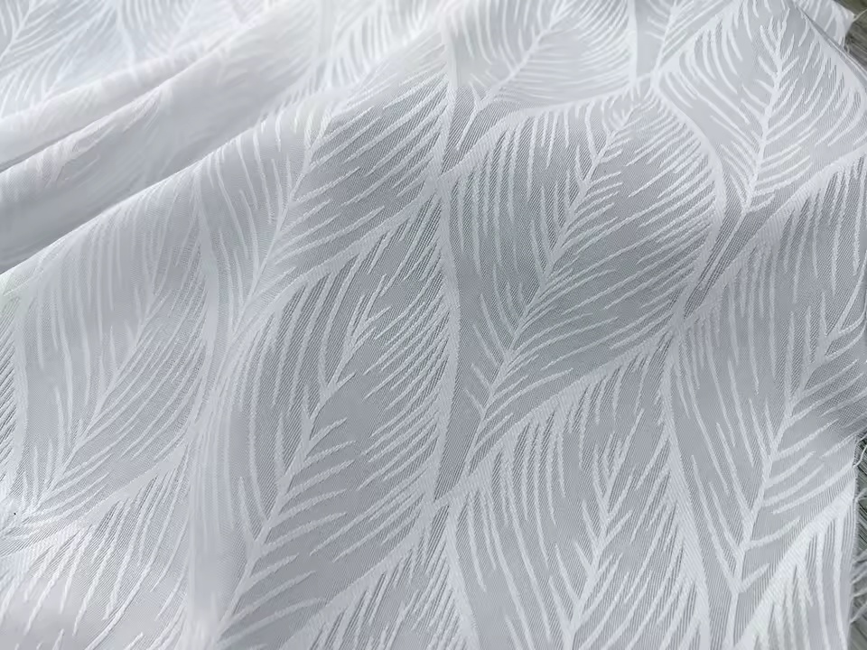 Silky Sheer Curtain Fabric with Embroidery