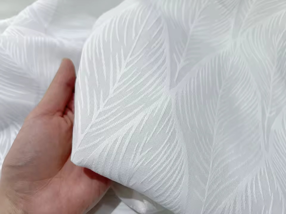 Silky Sheer Curtain Fabric with Embroidery