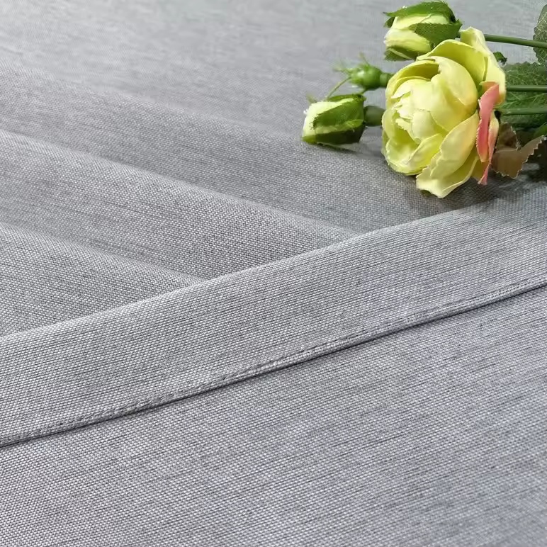 Double-Sided Linen Look Blackout Curtain Fabric
